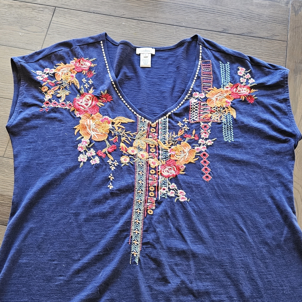 SUNDANCE CATALOG Florencia Embroidered Top Size XL